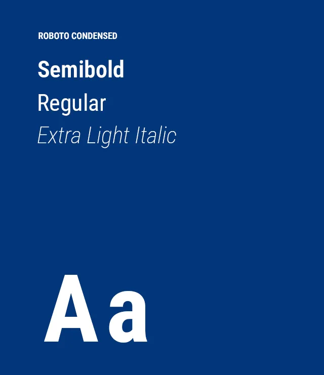 Font roboto condensed utilizzato